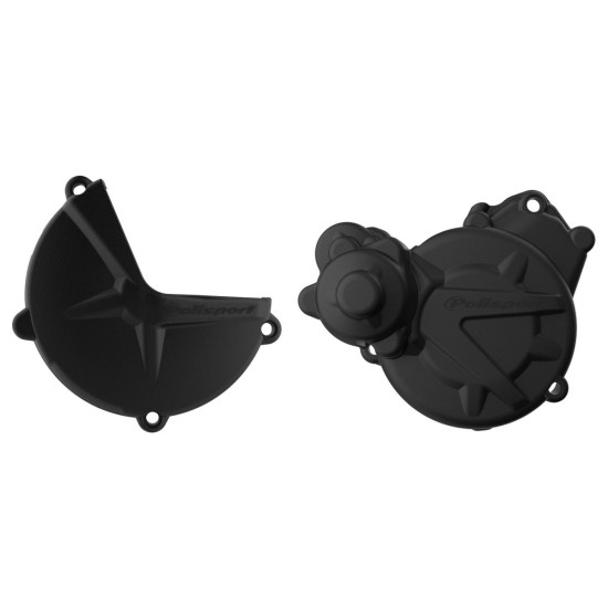POLISPORT KIT ALTERNATOR COVER (COVER) AND CLUTCH COVER GUARD GAS GAS EC / XC 250 / 300 '17-'20 BLACK (8467600001+846730