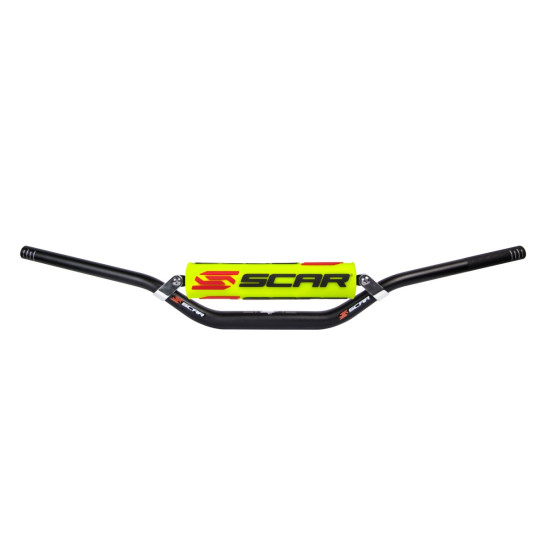 „SCAR RACING“ VAIRAS SU SKRIESINIU 28,6 MM MODELIS „MCGRATH“ / TRUMPO LENKIMO SPALVA JUODA KEMPINĖS GELTONA / BALTA