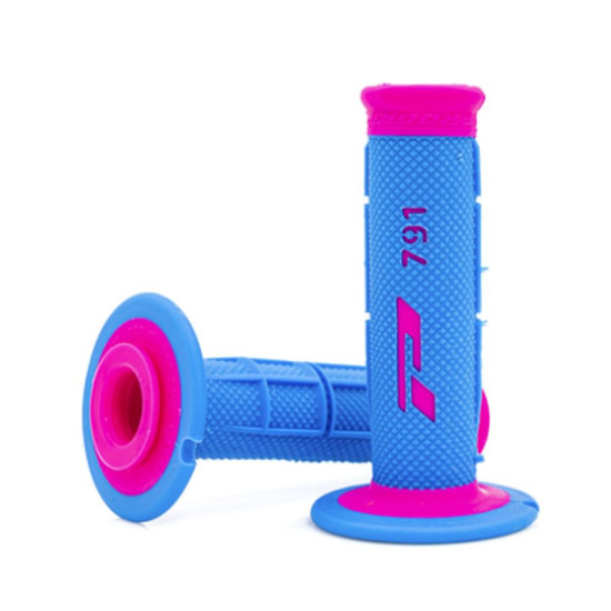 PROGRIP PG791 OFF ROAD GRIPS (22+25MM, 115MM LENGTH) LIGHT BLUE / FUXIA (TWO-COMPONENT) (791-389) (PG791FU / LB)