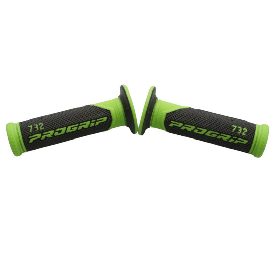 PROGRIP GRIPS PG732 ROAD (22+25MM, LENGTH 125MM) COLOUR GREY / GREEN FLUO (TWO-COMPONENT) (732-391)