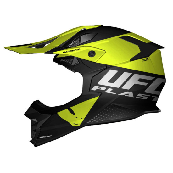UFO ŠALMAS INTREPID CROSS, JUODA / GELTONA, FLUO, S DYDIS (ECE 22R06)