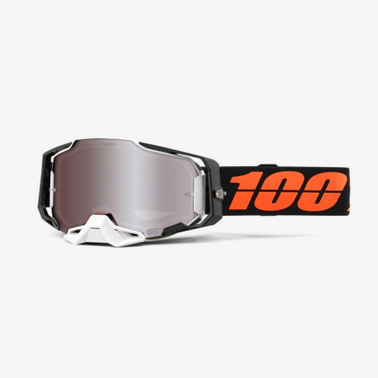 100 PERCENT ARMEGA BLACKTAIL GOGGLES - HiPER SILVER MIRROR LENS - COLOR BLACK / WHITE / ORANGE SILVER MIRROR LENS