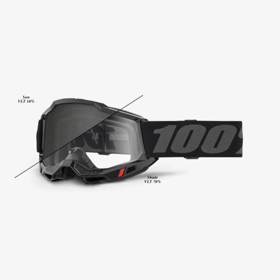 100 PERCENT ACCURI 2 AKINIAI UTV / ATV SMĖLIO / OTG JUODOS - FOTOCHROMINIAI LĘŠIAI - SPALVA JUODA / BALTA FOTOCHROMINIAI