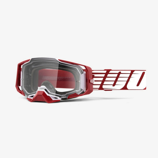 100 PERCENT ARMEGA GOGGLES OVERSIZED DEEP RED - CLEAR LENS - COLOR RED / WHITE / GRAY CLEAR LENS