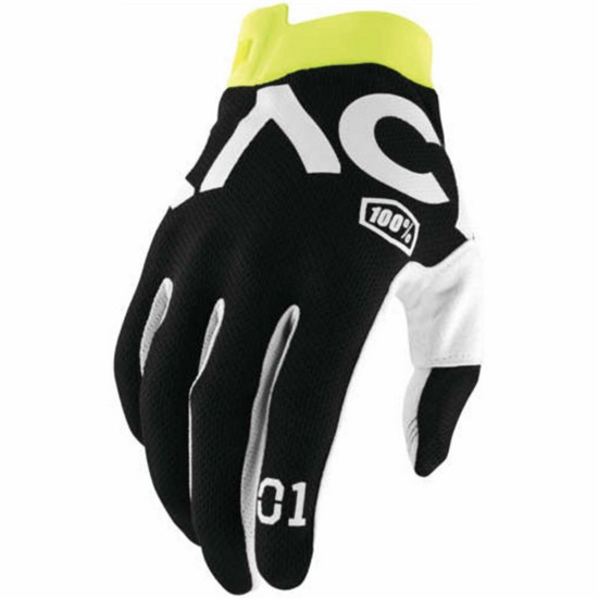 100 PERCENT CROSS / ENDURO PIRŠTINĖS RACR ITRACK JUODA SPALVA JUODA / BALTA / GELTONA XL DYDIS