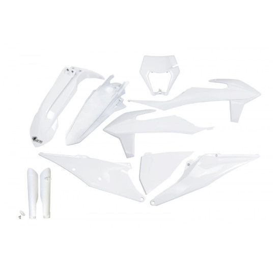 UFO PLASTIC SET (FULL KIT) WITH TELESCOPE (SHOCK ABSORBER) PROTECTORS KTM EXC 125 '20-'21, EXC 250 / 300 TPI '20-'23, EX