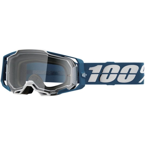 100 PERCENT ARMEGA ALBAR GOGGLES - CLEAR LENS - BLUE / SILVER CLEAR LENS