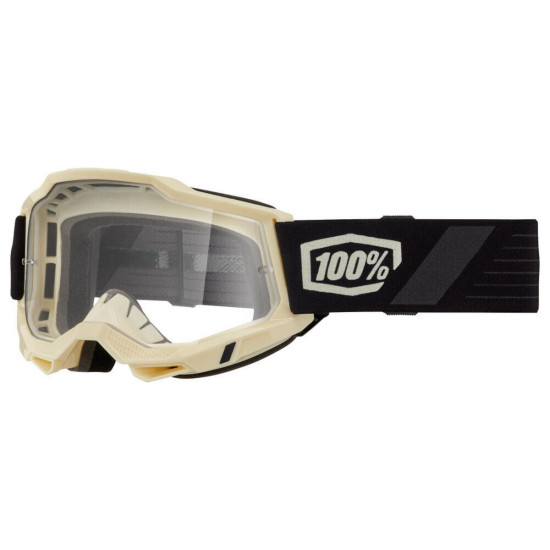 100 PERCENT ACCURI 2 WAYSTAR GOGGLES - CLEAR LENS - BEIGE / BLACK CLEAR LENS