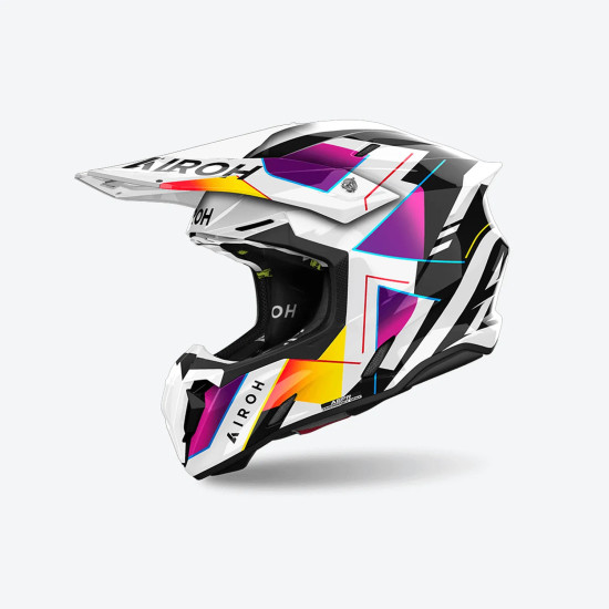 AIROH ŠALMAS CROSS / ENDURO / ATV / QUAD TWIST 3 VAIVORYKŠTĖS SPALVA BALTA / JUODA / GELTONA / VIOLETINĖ DYDIS M
