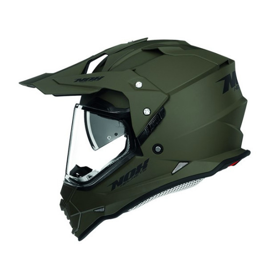 NOX OFFROAD / TRAIL DUOSPORT (DVIGUBAS) ŠALMAS N312 Tvirtas su skydeliu ir snapeliu, spalva matinė žalia (chaki), dydis 