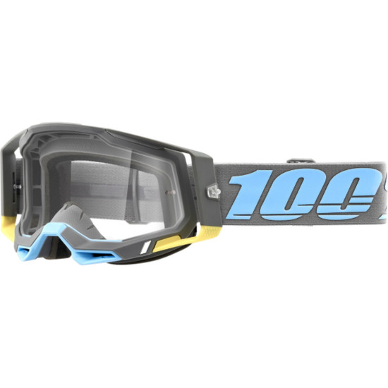 100 PERCENT SALE RACECRAFT 2 TRINIDAD GOGGLES - CLEAR LENS - COLOR GREY / BLUE / YELLOW CLEAR LENS