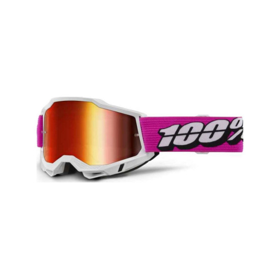 100 PERCENT ACCURI 2 ROY GOGGLES - MIRROR RED LENS - COLOR WHITE / PINK RED MIRROR LENS