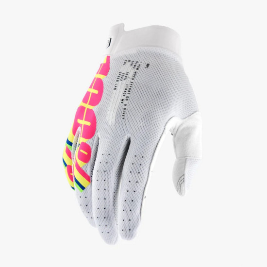 100 PERCENT CROSS / ENDURO GLOVES ITRACK SYSTEM WHITE COLOR WHITE / PINK SIZE M