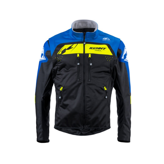 KENNY RACING ADVENTURE/ENDURO JACKET MODEL SOFTSHELL BLUE COLOR BLACK / BLUE / YELLOW SIZE M