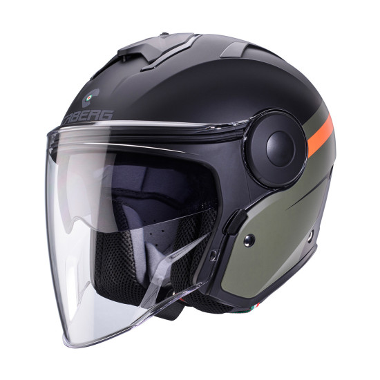 CABERG JET ATVIRAS ŠALMAS SU SKYDELIU, MODELIS SOHO ZEPHYR, SPALVA JUODA / ŽALIA / ORANŽINĖ MATINĖ, DYDIS XS
