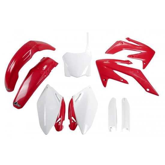 UFO PLASTIKINIS KOMPLEKTAS (PILNAS KOMPLEKTAS) SU RĖMO DANGTELIAIS (AMORTIZATORIAI) HONDA CRF 250R '08-'09 OEM SPALVA '0