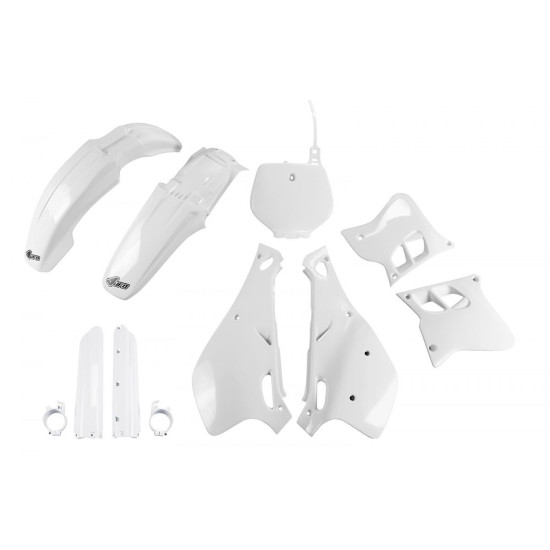 UFO PLASTIC SET (FULL KIT) WITH TELESCOPE (SHOCK) COVERS YAMAHA YZ 125 '93-'95 OEM COLOR (WHITE) (YA295E999)