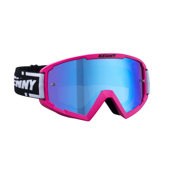 KENNY RACING GOGGLES MODEL TRACK NEON PINK - BLUE LENS - PINK / BLACK LENS BLUE MIRROR