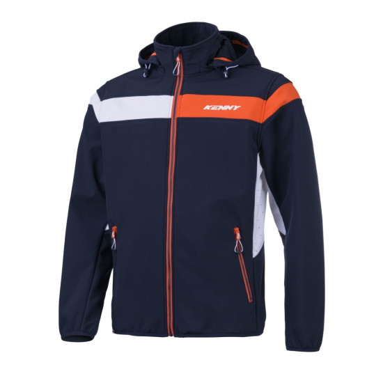 KENNY RACING SOFTSHELL RAIN JACKET MODEL RACING COLOUR BLUE / WHITE / ORANGE SIZE XL
