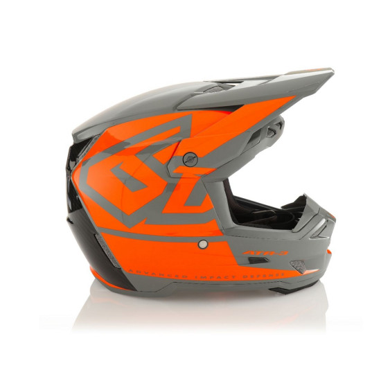 6D ŠALMAI KROSO / ENDURO ŠALMAS, MODELIS ATR-3 HEX, BLIZGUS NEONINĖS ORANŽINĖS SPALVOS, PILKA / ORANŽINĖ / JUODA, DYDIS 