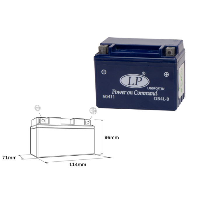 LANDPORT gel battery GB4L-B 12V 4AH 120X71X91 filled