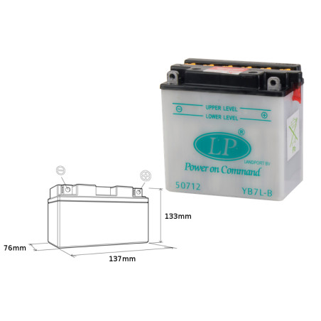 LANDPORT battery YB7L-B 12V 8Ah 137x76x134 without electrolyte filler (5)