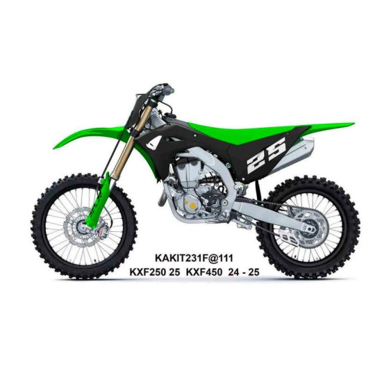 UFO 2025 / 11 PLASTIC SET (FULL KIT) WITH TELESCOPE (SHOCK ABSORBER) COVERS KAWASAKI KXF 250 '25, KXF 450'24-'26, KX 450