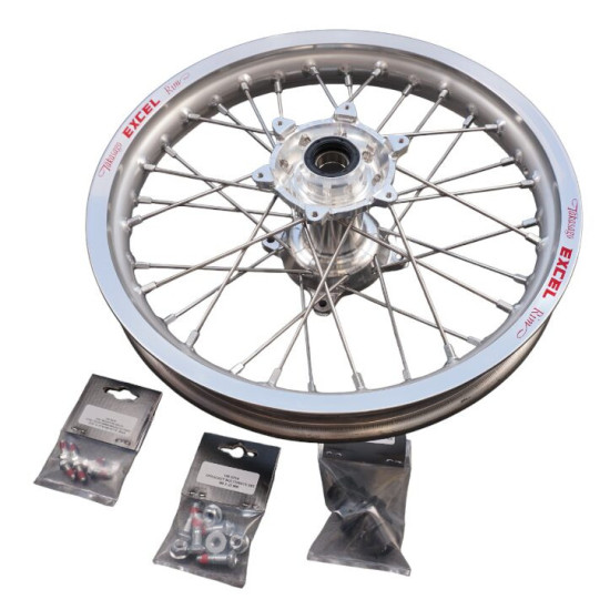 REX WHEELS (EXCEL) COMPLETE REAR WHEEL / REAR 16 X 1.85 KTM SX85, HUSQVARNA TC85, GASGAS MC85 '25-, SILVER RIM / SILVER 