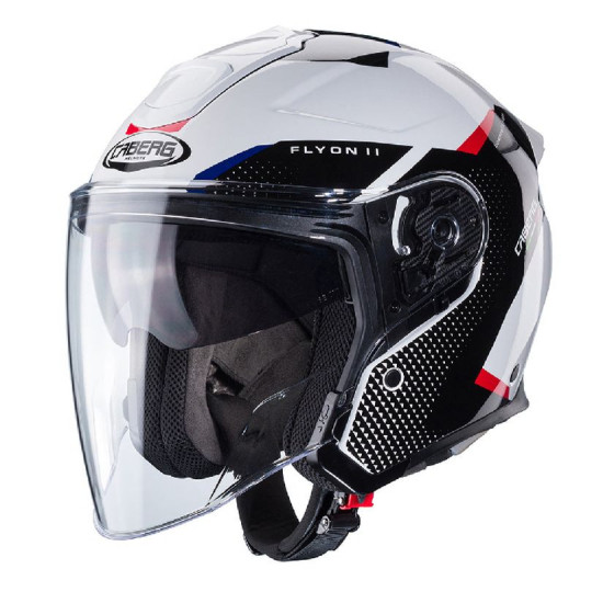 CABERG PROMOTION OPEN FACE HELMET JET FLYON II BOSS COLOR WHITE / BLACK / RED / BLUE SIZE M