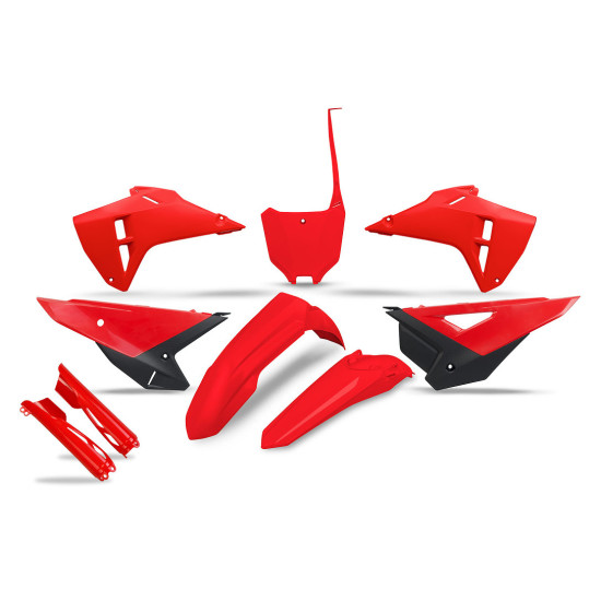 UFO PLASTIKINIS RINKINYS (PILNAS KOMPLEKTAS) SU TELESKOPINIAIS (AMORTIZATORIAIS) DANGTELIAIS HONDA CRF 250R / 450R '25-'