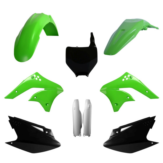 POLISPORT PLASTIC SET (FULL KIT) KAWASAKI KX 250F '06-'08 INCLUDES FRONT PLATE (8660800001) AND SHOCK ABSORBER COVERS (8