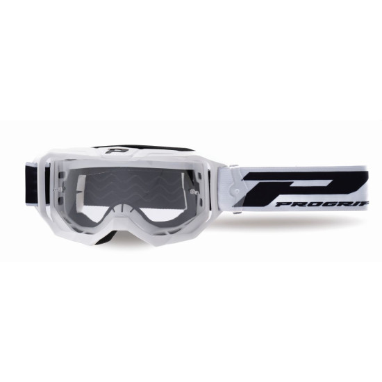 PROGRIP GOGGLES PG3300-323 TR VISION COLOR WHITE MATT (GLASS PG3310 CLEAR ANTISCRATCH, NO FOG, ANTI UV)