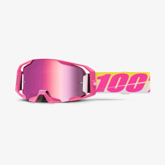 100 PERCENT ARMATIC SELLARS GOGGLES - MIRROR PINK LENS - COLOR PINK / YELLOW / WHITE PINK MIRROR LENS