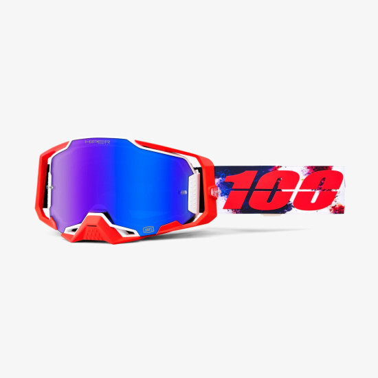 100 PERCENT ARMEGA HYPER MORPHO GOGGLES - MIRROR BLUE LENS - COLOR BLUE / WHITE / RED BLUE MIRROR LENS