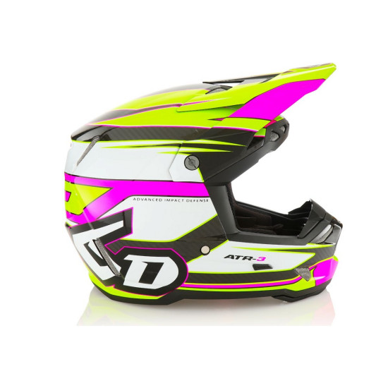 6D HELMETS CROSS / ENDURO HELMET MODEL ATR-3 HYPER GLOSS NEON PINK / YELLOW COLOR WHITE / YELLOW / PINK / BLACK SIZE M (