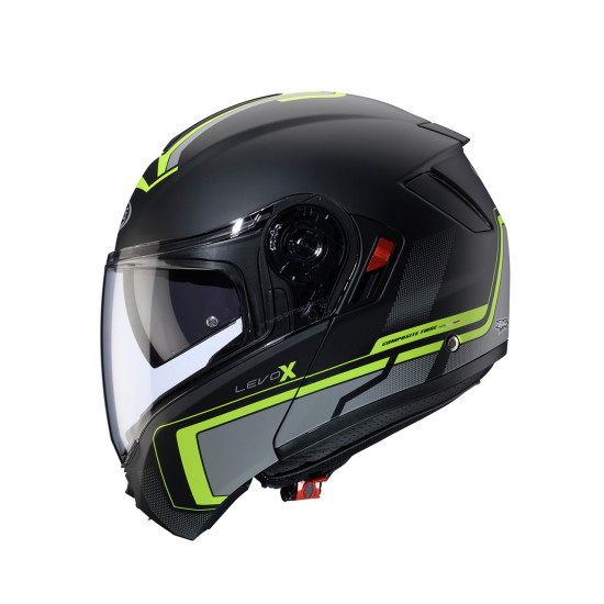 CABERG FLIP-UP MOUNTAIN HELMET MODEL LEVO X ELITE COLOUR MATT BLACK / GREY / FLUO YELLOW SIZE XS (PINLOCK INCLUDED)