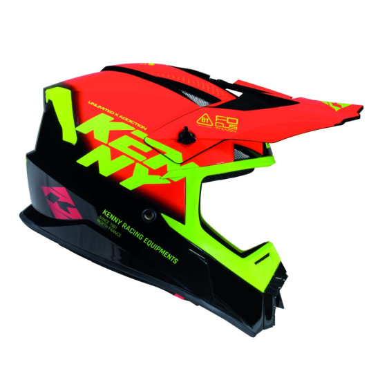 KENNY RACING HELMET CROSS / ENDURO TRACK GRAPHIC FOCUS RED COLOR RED / BLACK / YELLOW SIZE XS