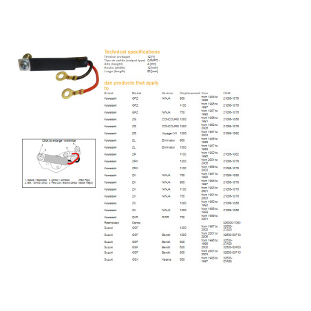 DZE voltage regulator (current rectifier) ​​SUZUKI GSF/GSX/GSXR, YAMAHA FZR 1000 KAWASAKI GPZ 900/1000/1100, ZZR1100/1200, ZRX