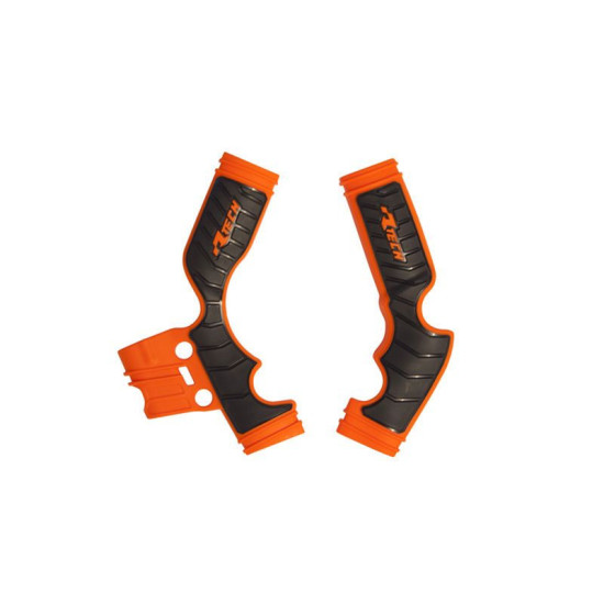 RACETECH (RTECH) 2025/12 RĖMŲ APSAUGAI (RINKINYS) DVI MEDŽIAGOS SUPER GRIP KTM SX 65 '16-'24 SPALVA ORANŽINĖ/JUODA