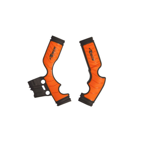 RACETECH (RTECH) 2025/12 RĖMŲ APSAUGAI (RINKINYS) DVI MEDŽIAGOS SUPER GRIP KTM SX 65 '16-'24 SPALVA ORANŽINĖ/JUODA