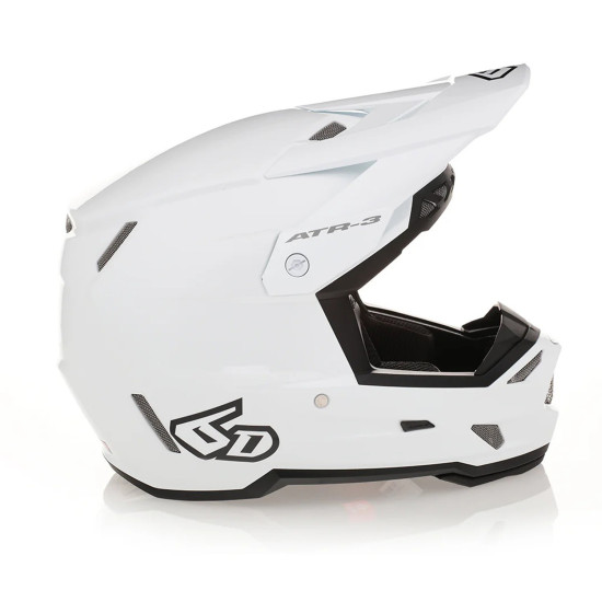 6D HELMETS CROSS / ENDURO HELMET MODEL ATR-3 SOLID GLOSS WHITE FIM (FRHPhe-02) COLOR WHITE SIZE L