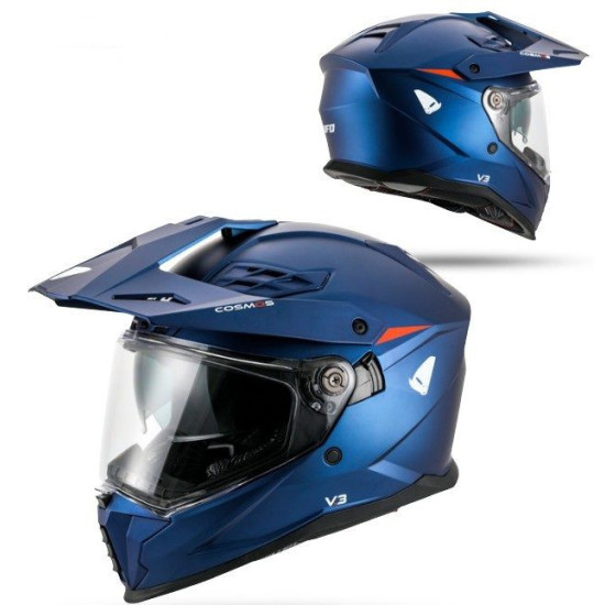 UFO 2026 / 01 COSMOS OFFROAD / DUAL / TOURER / CROSSOVER ŠALMAS SU SKYDELIU, SKYDELIU NUO SAULĖS, SPALVA MĖLYNA / RAUDON