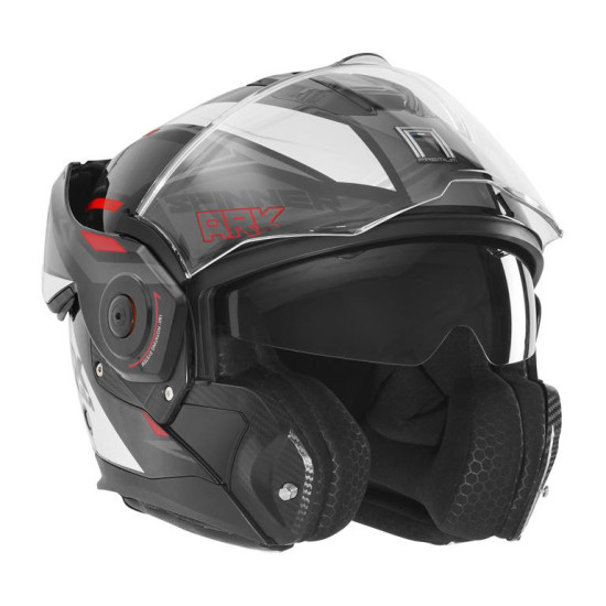 NOX PROMOTION PREMIUM FLIP-BACK MUDGUARD HELMET WITH SPINNER ARK BLIND COLOUR BLACK / WHITE / RED SIZE M