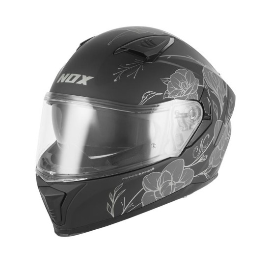 NOX FULL FACE HELMET WITH VISOR N402 SPRING COLOR MATTE BLACK / SILVER SIZE S