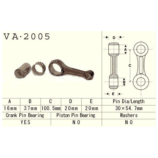 VESRAH CONNECTING ROD YAMAHA YFM / YFB 225 '83-'04, XT 225 (VA2005) (YFM225) (XT225) (MADE IN JAPAN)