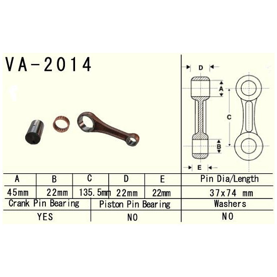 VESRAH CONNECTING ROD YAMAHA YFM 600 (YFM600) GRIZZLY '98 (VA2014) (MADE IN JAPAN)