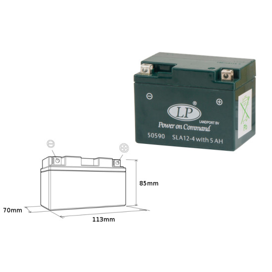 LANDPORT battery SLA12-4S (YTX4L-BS) 12V 5AH (113X69X85MM) filled