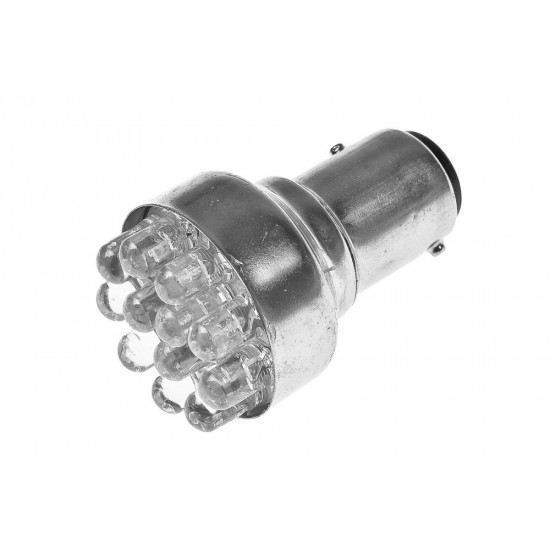 Lemputė BA15S 12V 12x LED, balta
