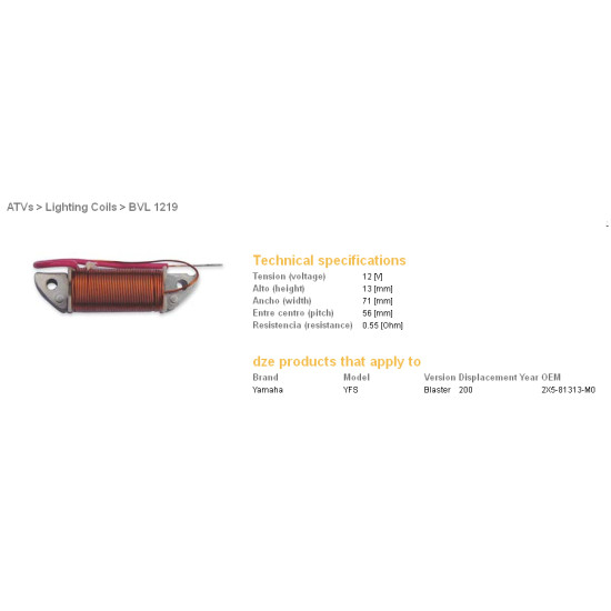 DZE charging coil YAMAHA YFS200 BLASTER (2X5-81313-MO)