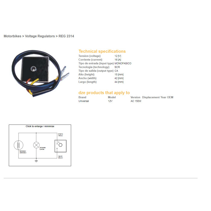 DZE voltage regulator (current rectifier) ​​universal SINGLE-STAGE (12V, 16A) (ESR012)